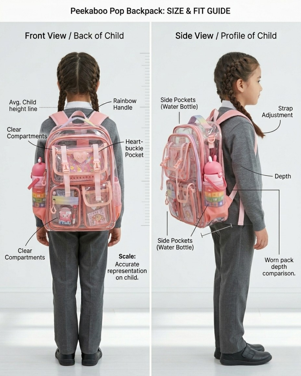 Peekaboo Pop Transparent Backpack – Cute & Functional School Bag