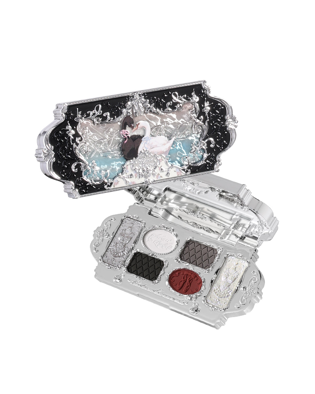 Flower Knows Swan Ballet Six-Color Makeup Palette - Black - Vintage Beauty Collection ✨