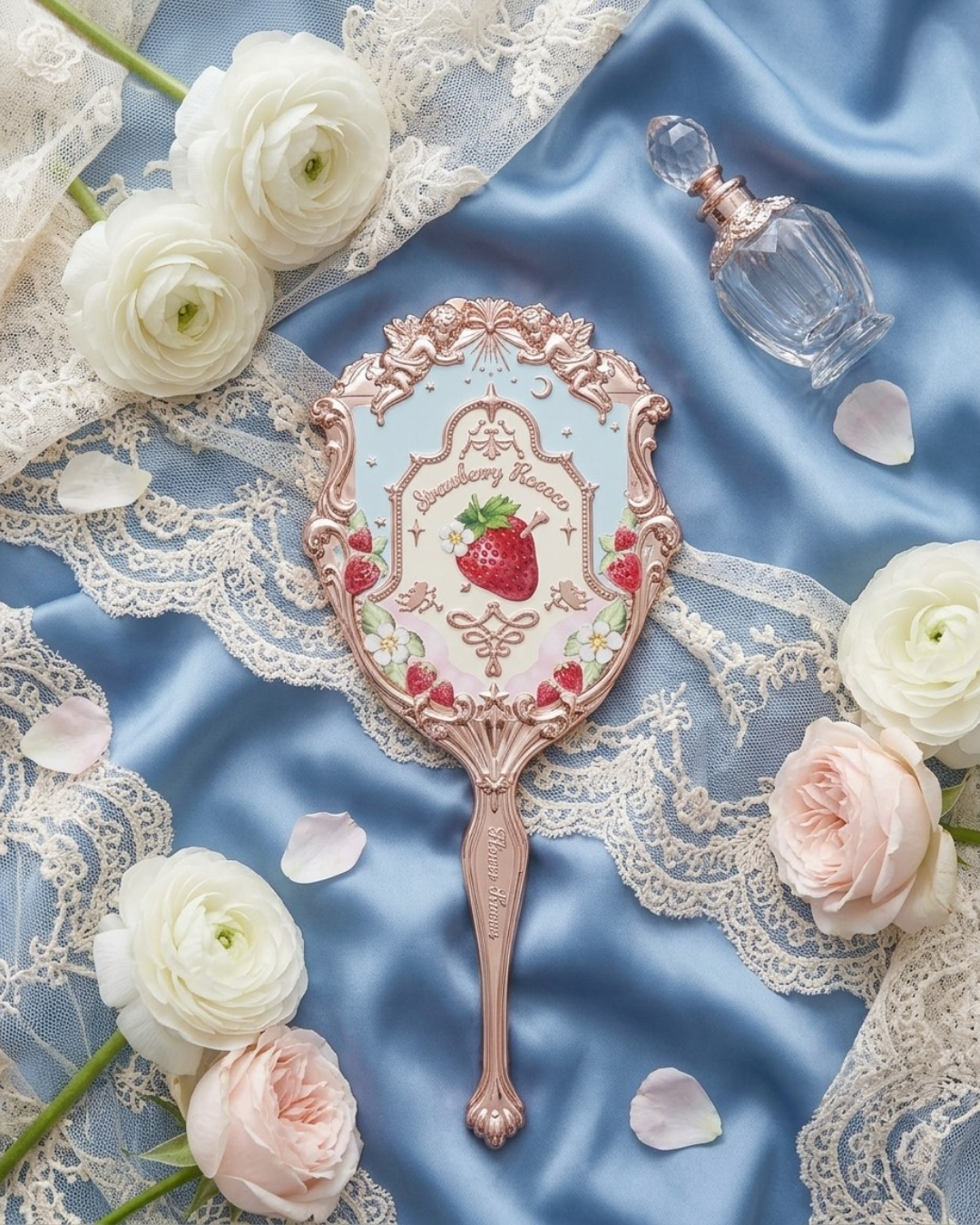 Flower Knows - Strawberry Rococo Hand Mirror | Handheld Mirror - Soft Blue | Vintage Beauty Collection ✨