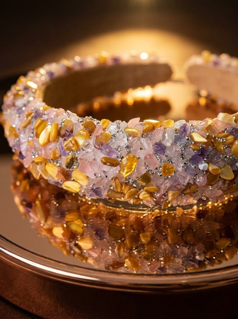 The Crystal Edit Natural Stone Headband Collection | Premium Gemstone Hairband | Golden Harmony