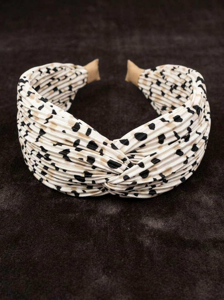 The Satin Edit Pleated Knot Headband | Premium Satin HairBand Collection | Vanilla Dots
