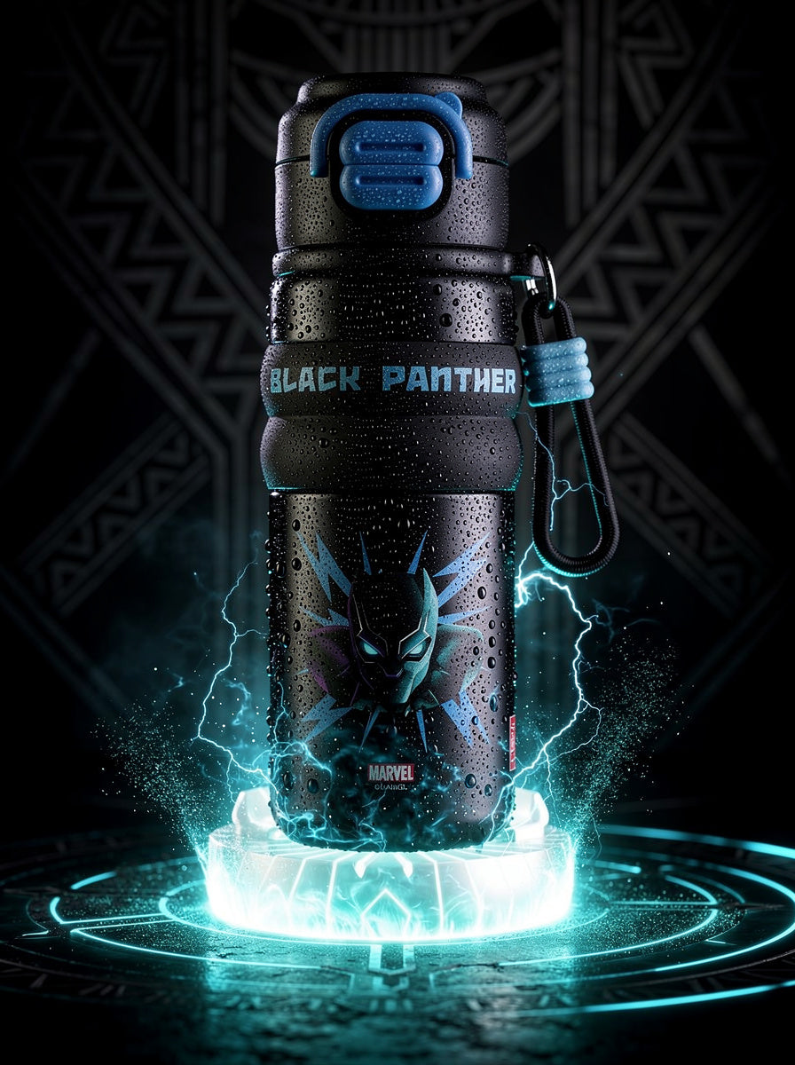 Marvel Avengers Dual-Drink Insulated Steel Bottle | Black Panther 🖤 | 500 ml