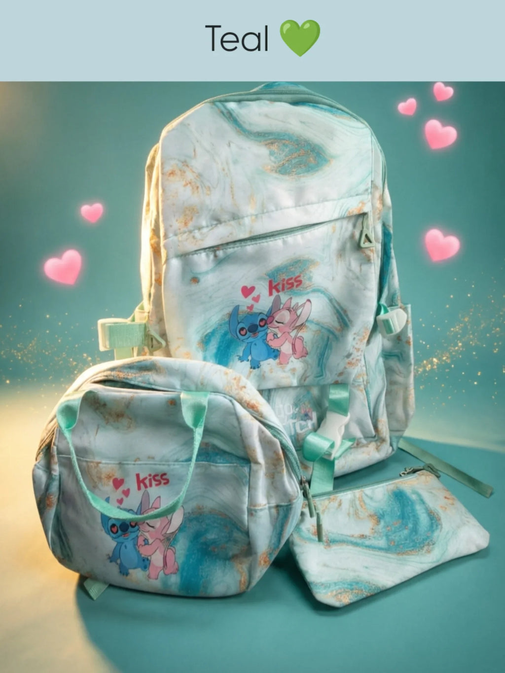 Lilo & Stitch Marble School Backpack Set