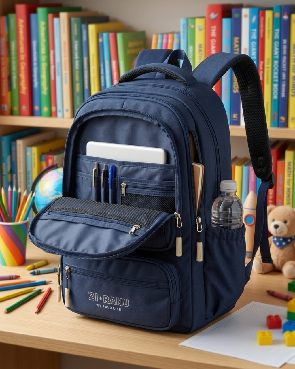 Premium Kids School Backpack – 3 Compartments | Water Resistant | Lightweight