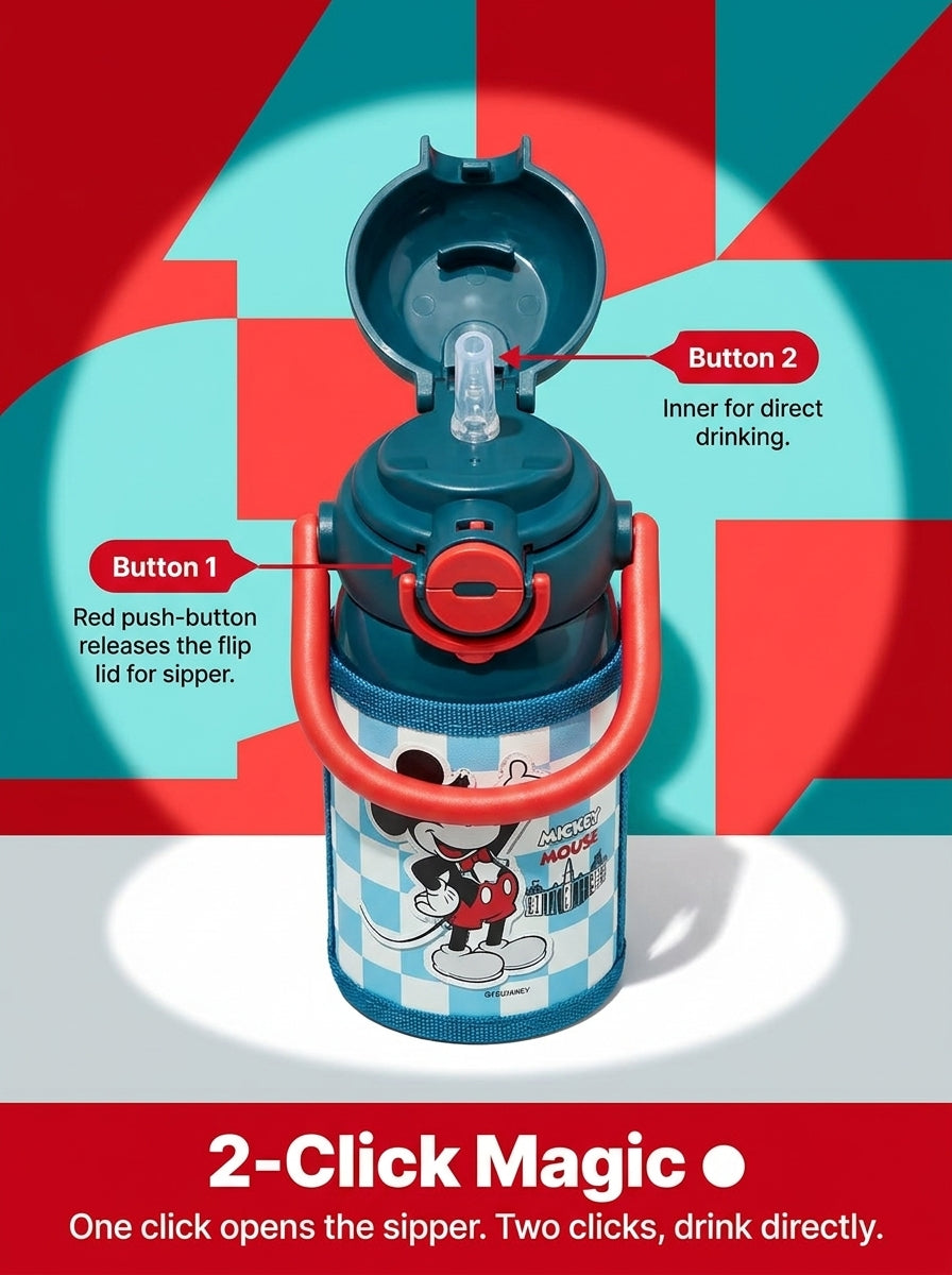 Mickey Adventure Dual-Drink Insulated Steel Bottle | 500 ml