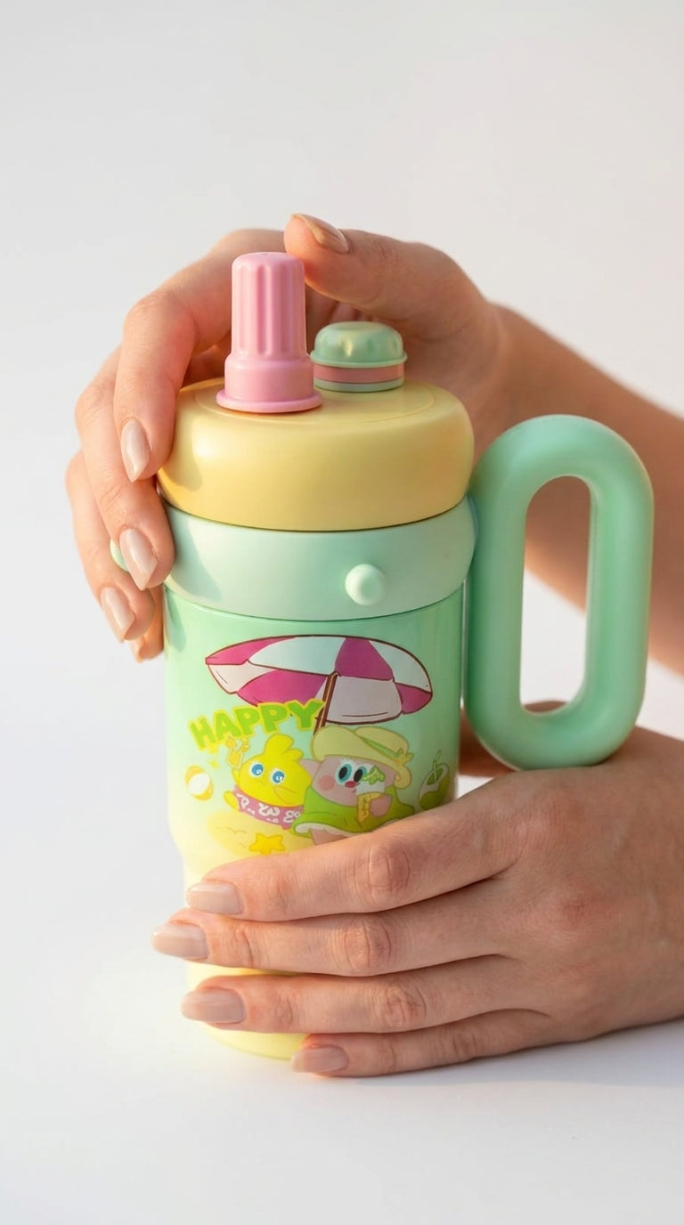 Cute Pastel Steel Insulated Tumbler – 850ml | Straw & Direct Drink Lid