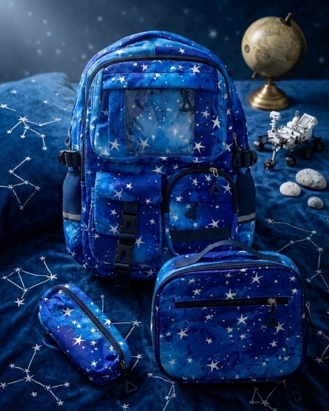 Milky Way Galaxy School Backpack Set – Backpack + Insulated Lunch Bag + Pencil Pouch