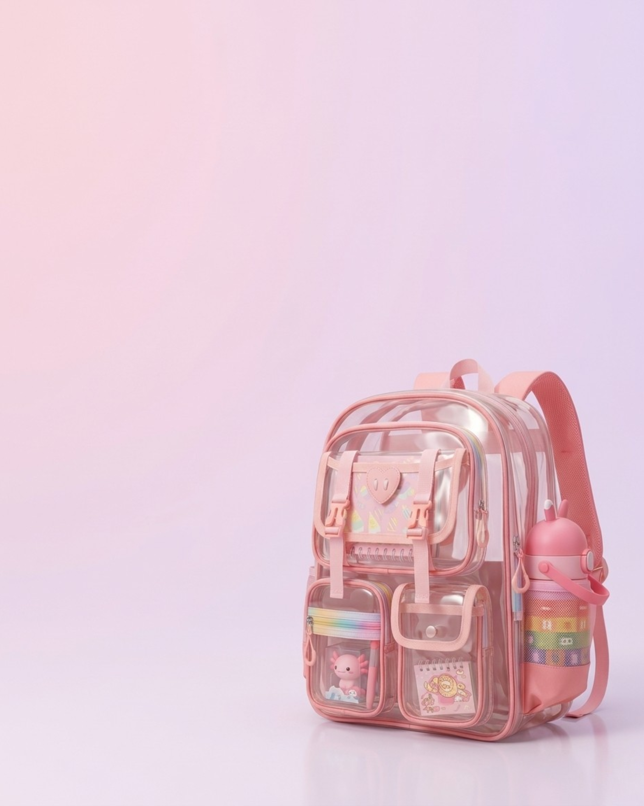 Peekaboo Pop Transparent Backpack – Cute & Functional School Bag