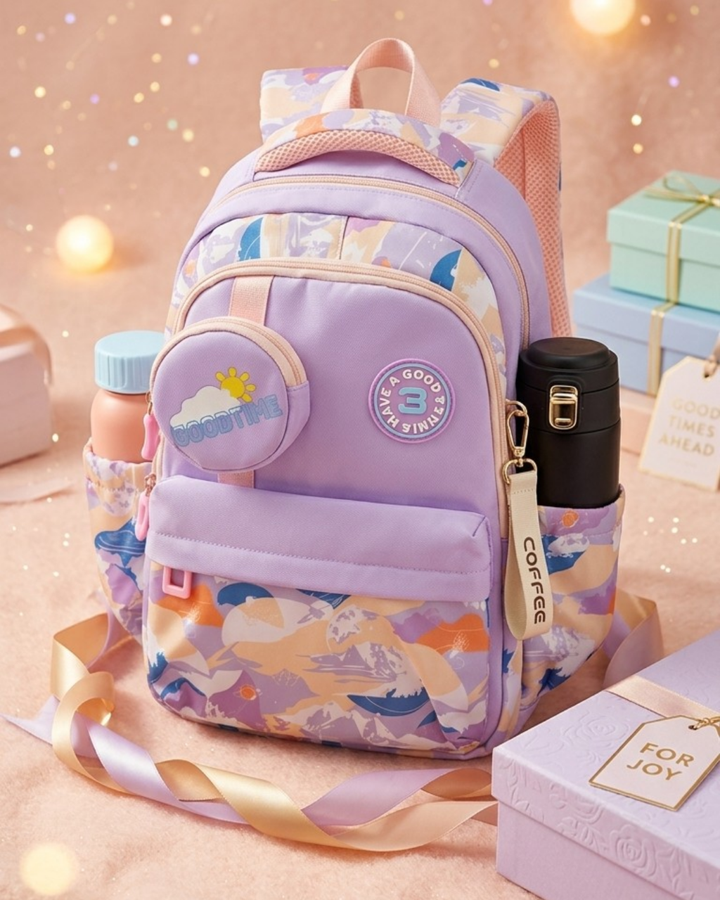 Girls School Backpack – Lightweight Water Resistant Bag with Pouch (Senior KG – Grade 1)