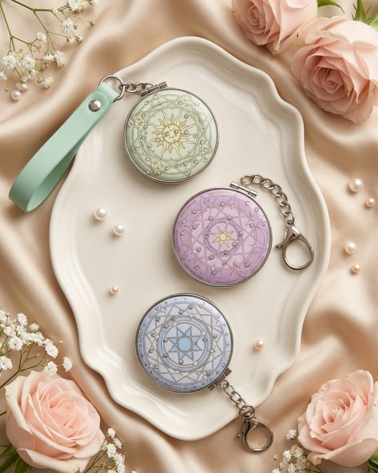 Pocket Mirror Keychain – Compact Folding Mirror (3 Variants)