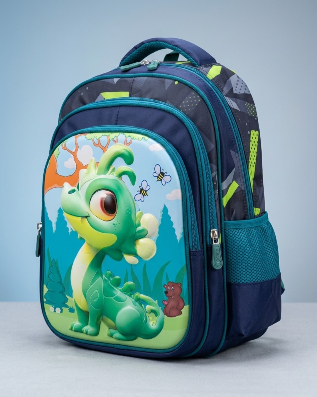 3D Kids Backpack – Water Resistant School Bag with 3 Compartments (Grade 1–2)