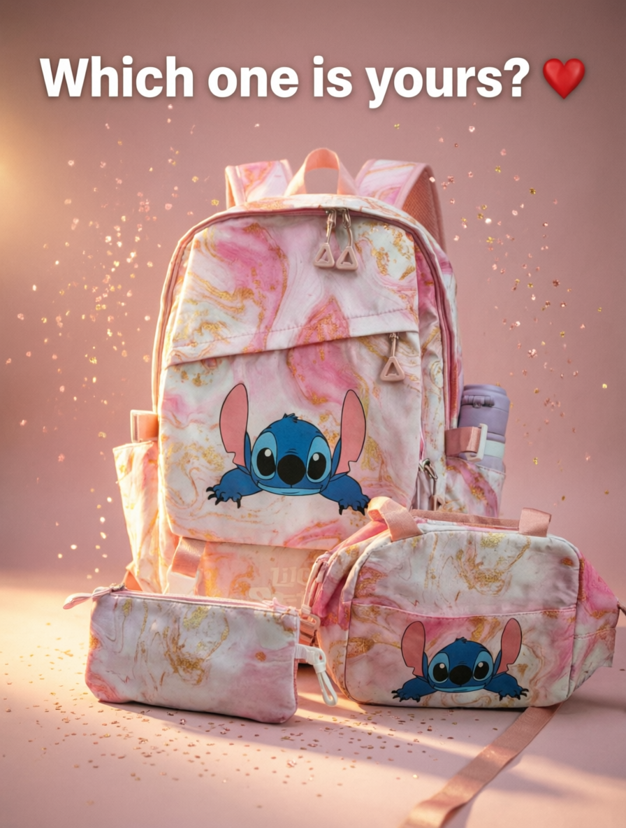 Lilo & Stitch Marble School Backpack Set