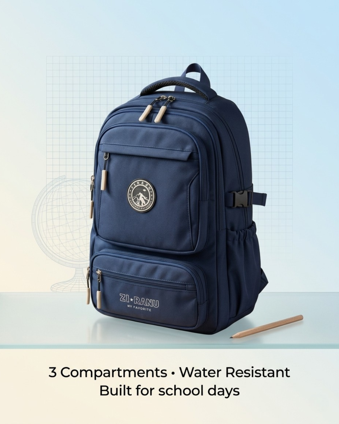 Premium Kids School Backpack – 3 Compartments | Water Resistant | Lightweight