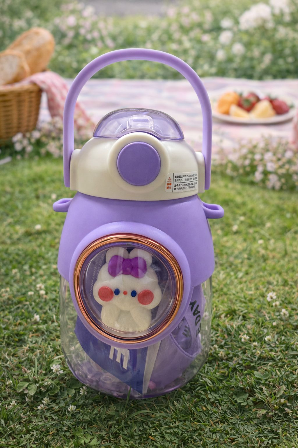 800ml Kids Cartoon Window Water Bottle with Straw & Handle – 4 Color Variants