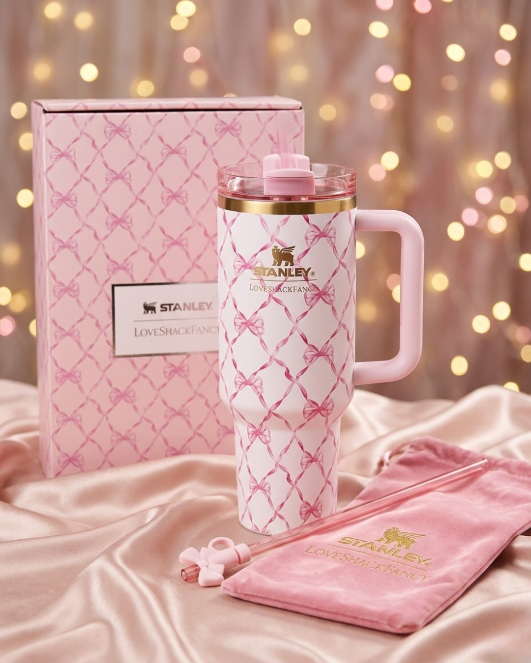 Premium Stanley Tumbler – Aesthetic Gift Set with Pouch & Straw (6 Variants)
