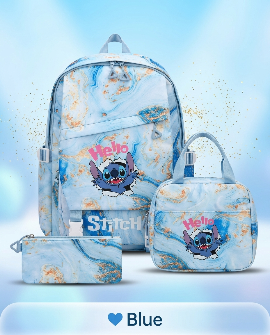 Lilo & Stitch Marble School Backpack Set