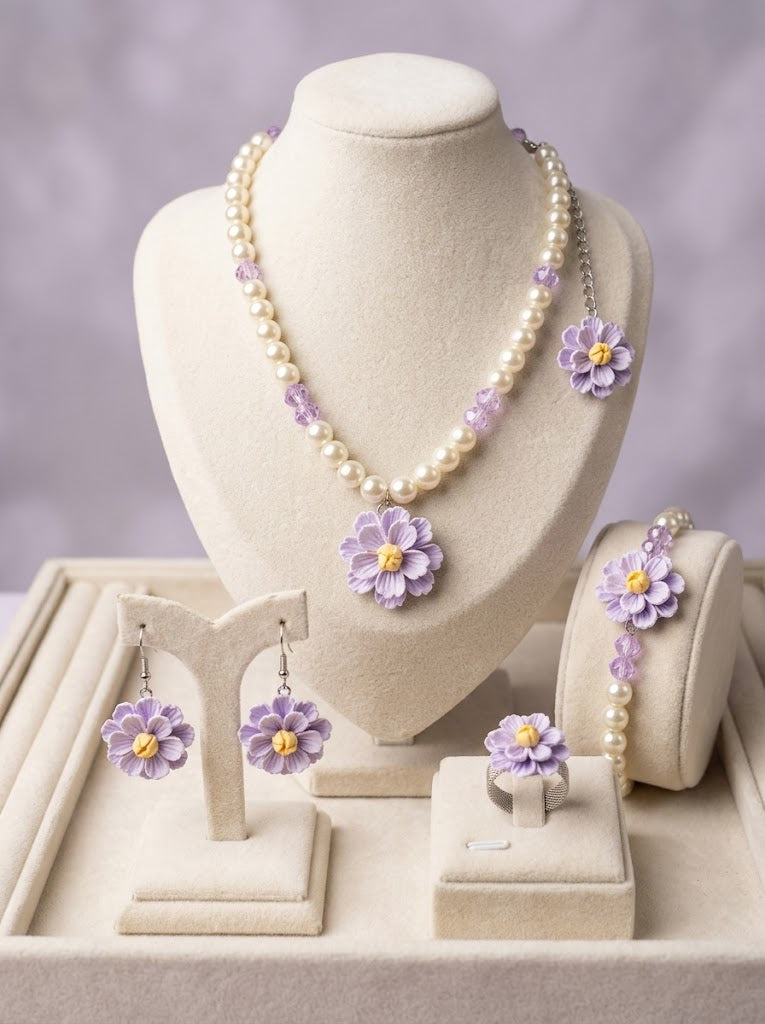 The Blossom Pearl Jewelry Set | Premium Floral Pearl Accessories Collection (2 Variants)