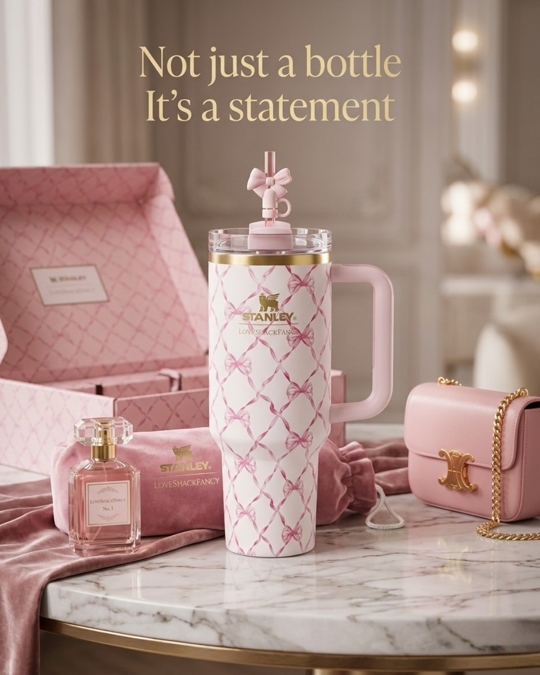 Premium Stanley Tumbler – Aesthetic Gift Set with Pouch & Straw (6 Variants)