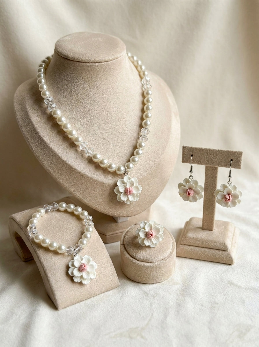 The Blossom Pearl Jewelry Set | Premium Floral Pearl Accessories Collection (2 Variants)