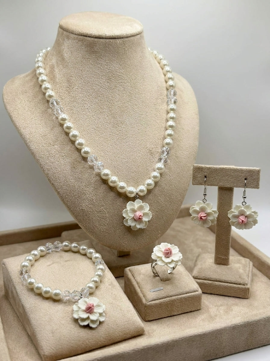 The Blossom Pearl Jewelry Set | Premium Floral Pearl Accessories Collection (2 Variants)