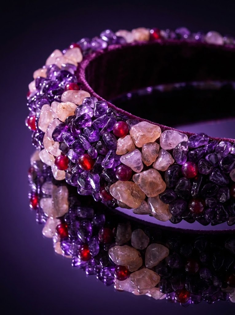 The Crystal Edit Natural Stone Headband Collection | Premium Gemstone Hairband | Amethyst Aura
