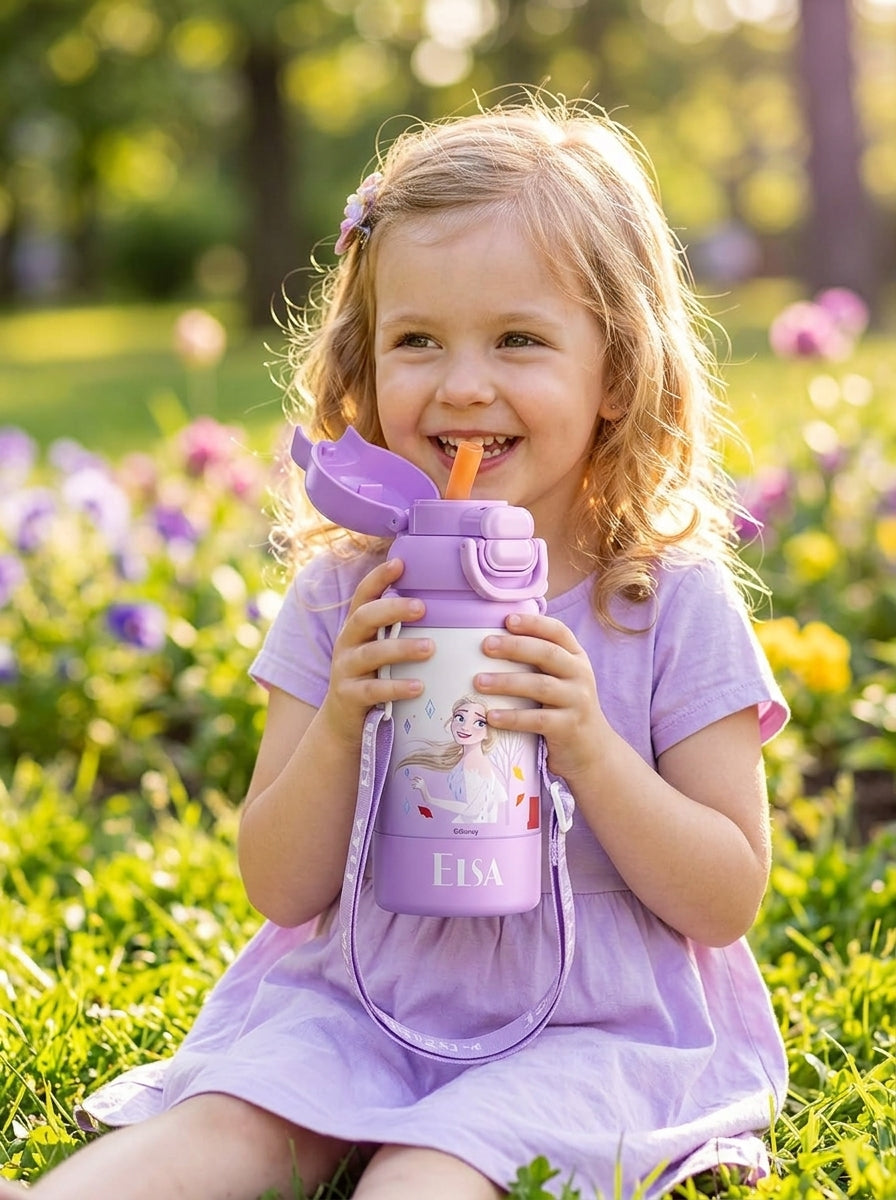 Elsa Magic Dual-Drink Insulated Steel Bottle with Strap | 500 ml