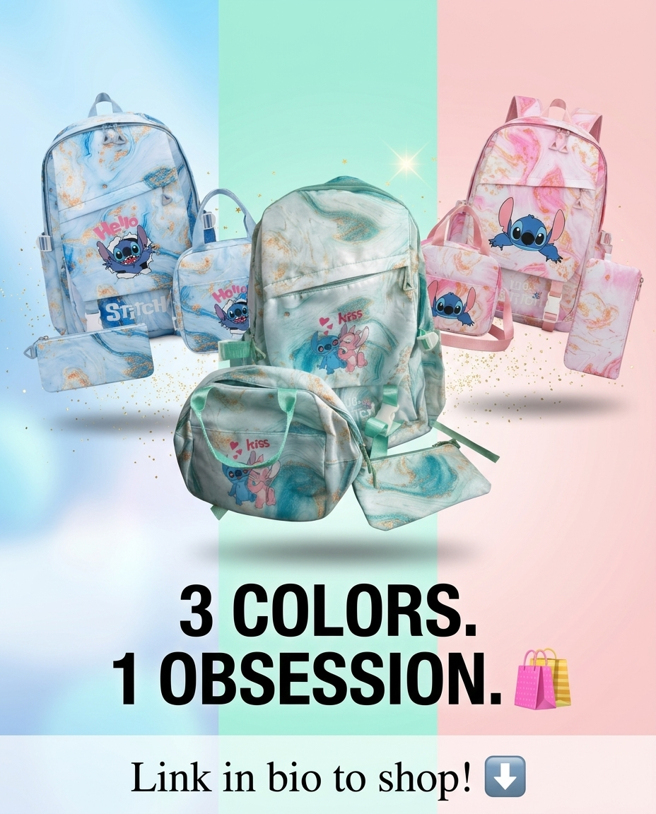 Lilo & Stitch Marble School Backpack Set