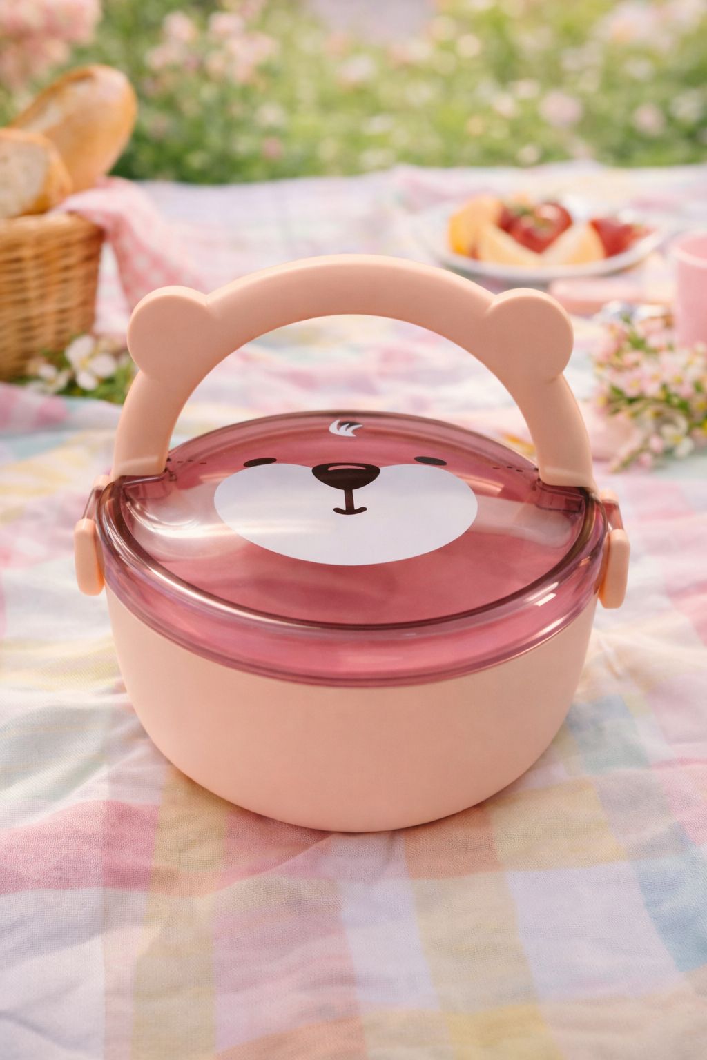Kids Bear Lunch Box with Handle & Spoon – Leak Resistant (3 Colors)