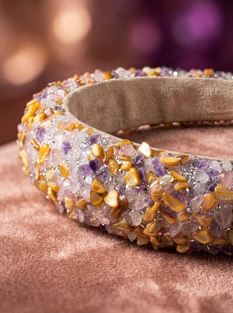 The Crystal Edit Natural Stone Headband Collection | Premium Gemstone Hairband | Golden Harmony