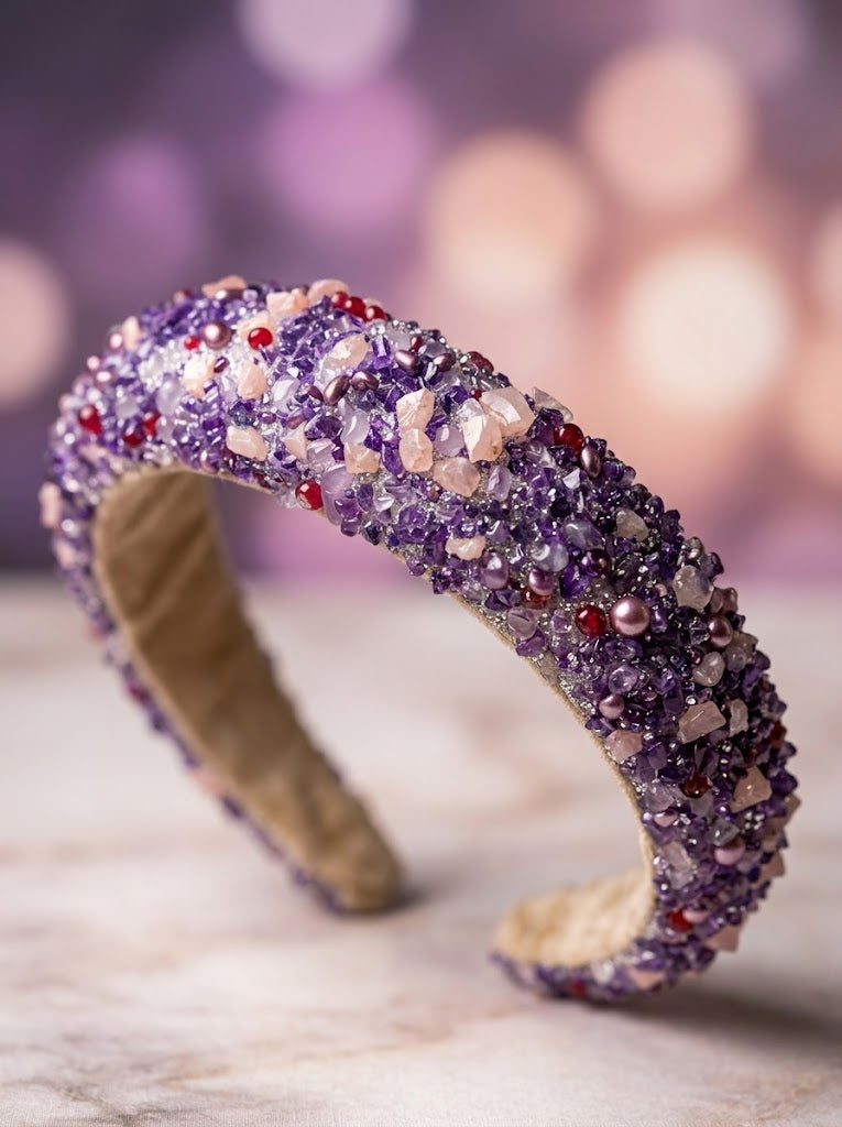 The Crystal Edit Natural Stone Headband Collection | Premium Gemstone Hairband | Amethyst Aura