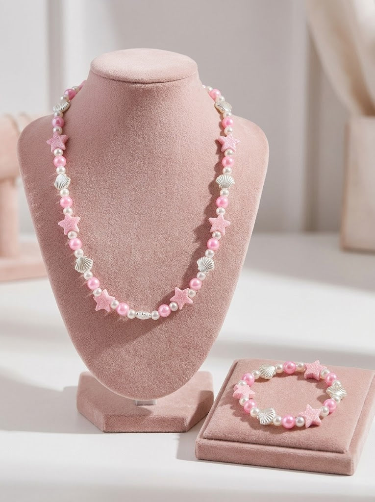 The Starfish & Pearl Necklace + Bracelet Set | Ocean-Inspired Kids Accessories