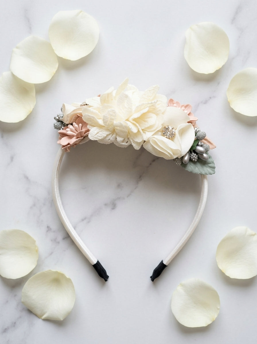 The Blossom Edit Floral Headband Collection | Premium Floral Hairband | Ivory Bloom