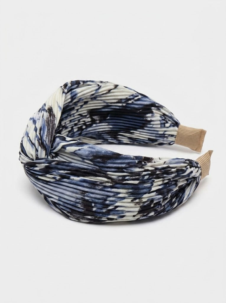 The Satin Edit Pleated Knot Headband | Premium Satin HairBand Collection | Midnight Marble