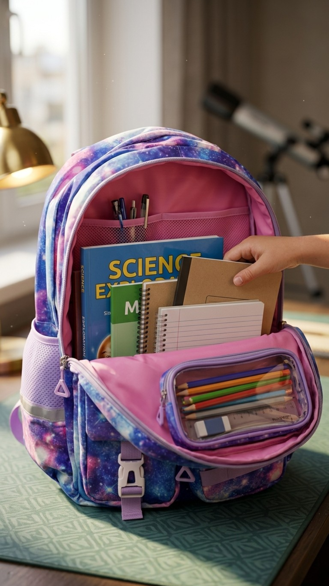 Milky Way Galaxy School Backpack Set – Backpack + Insulated Lunch Bag + Pencil Pouch