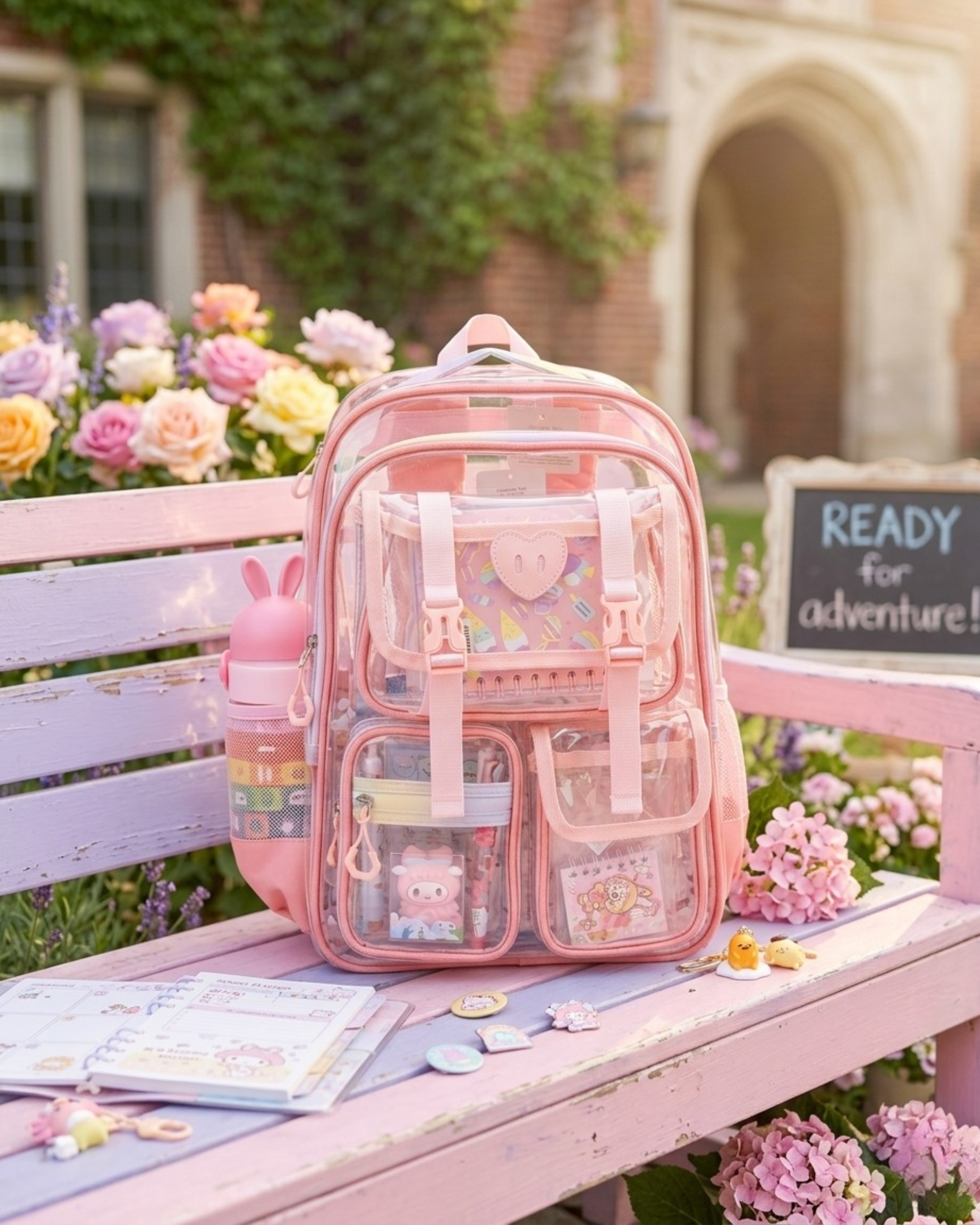 Peekaboo Pop Transparent Backpack – Cute & Functional School Bag