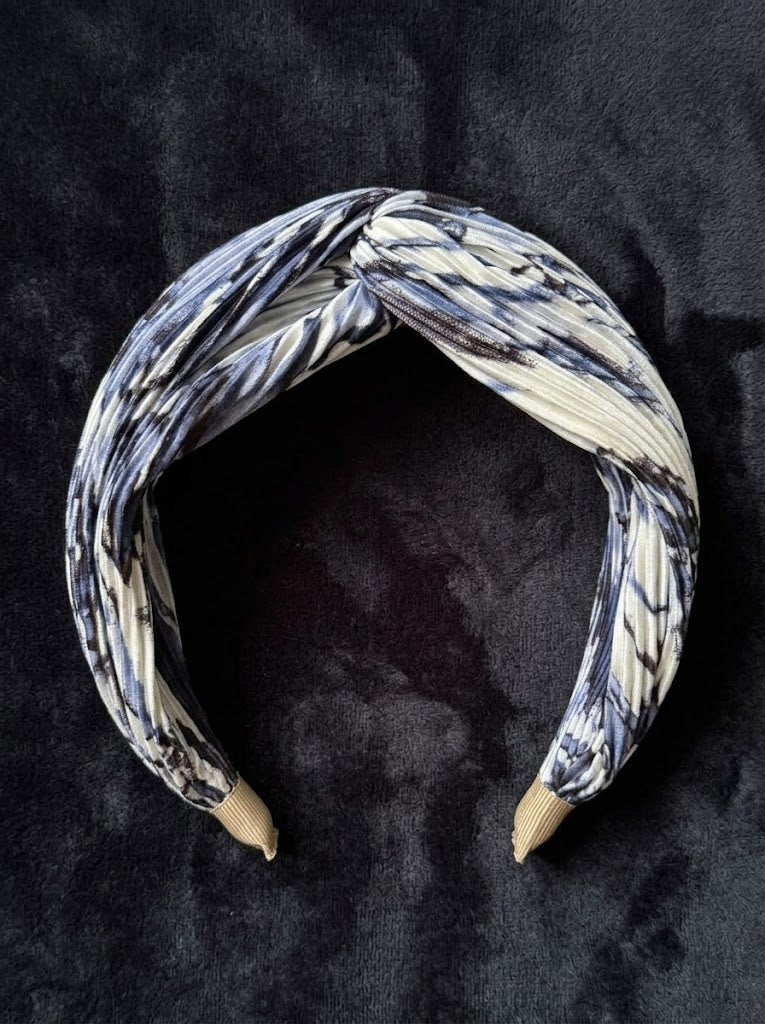 The Satin Edit Pleated Knot Headband | Premium Satin HairBand Collection | Midnight Marble