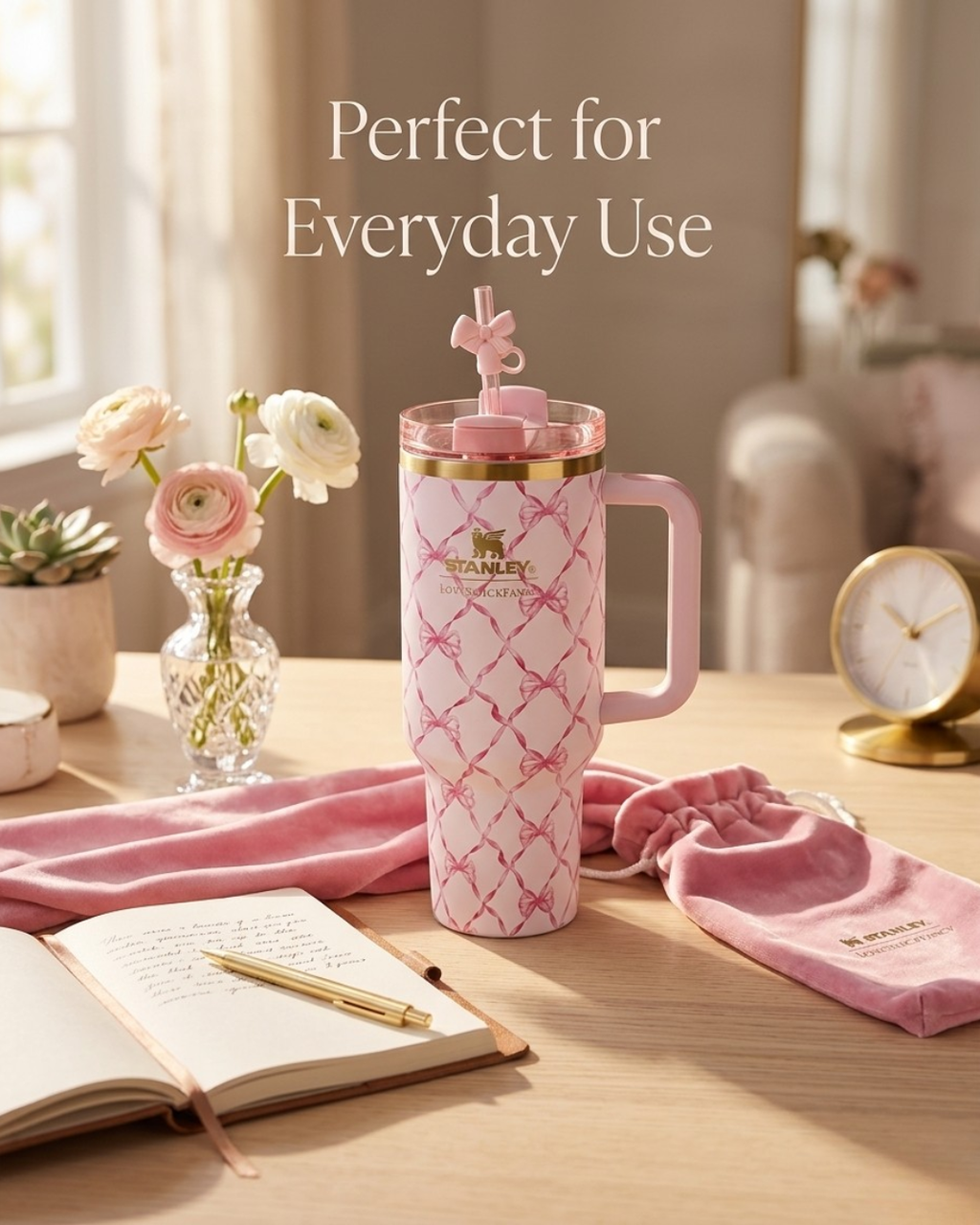 Premium Stanley Tumbler – Aesthetic Gift Set with Pouch & Straw (6 Variants)