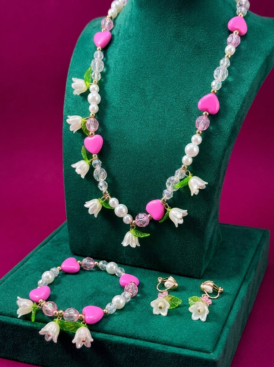 Sweet Blossom Necklace Set | Necklace, Bracelet & Earrings Floral Jewelry Set