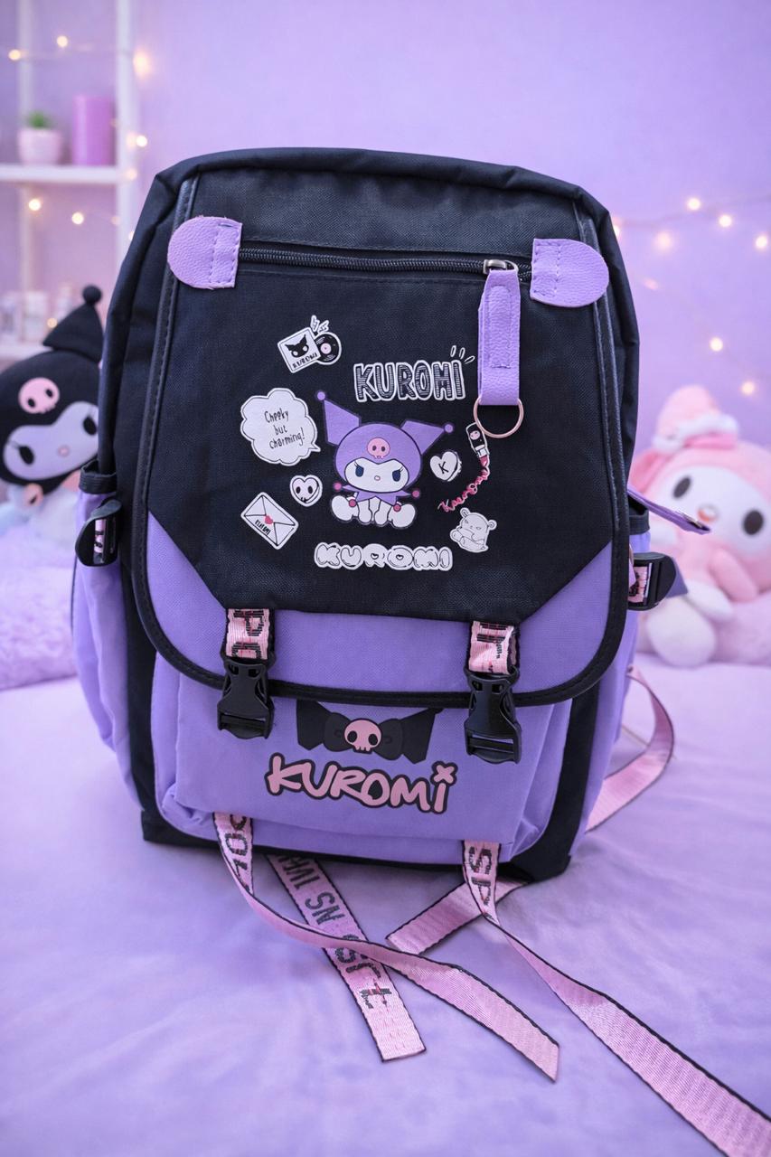 Purple Goth Bunny School Backpack – Trendy Kuromi Multi-Compartment Girls Backpack